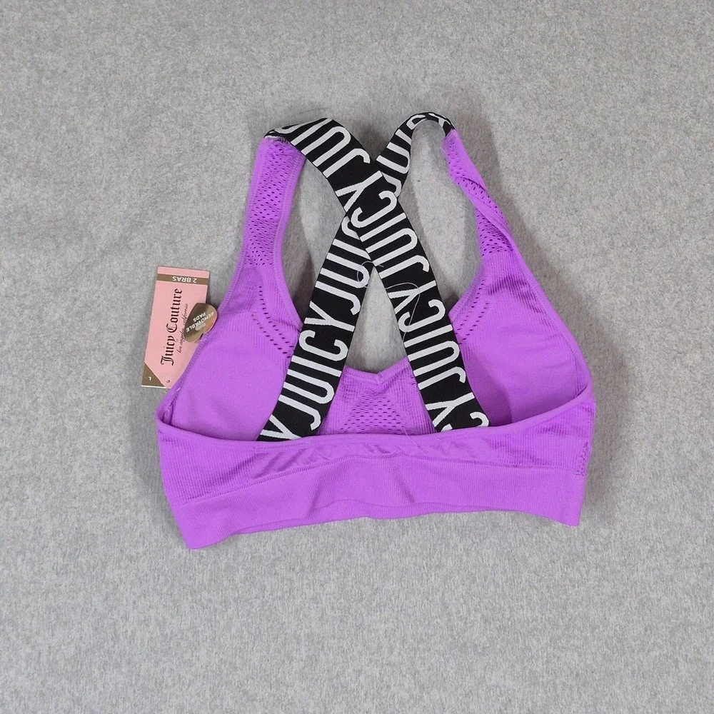 Juicy Couture Women Sports Bra Large Purple JC5210 Wireless Knit Racerback NWT